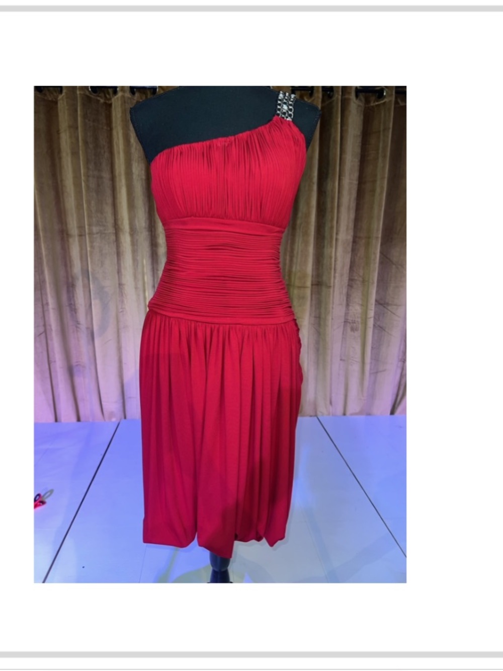 One-Shoulder Red Cocktail Dress with Embellished Strap